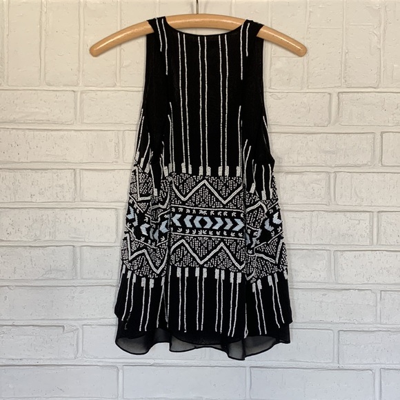 Parker Zuma Tank Silk Beaded Black White Size Medium - Picture 9 of 12
